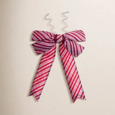 Vickerman 36" X 45" Red-white Nylon Outdoor Christmas Bow With Uv Treated Material And Wire To Hang. In White;red