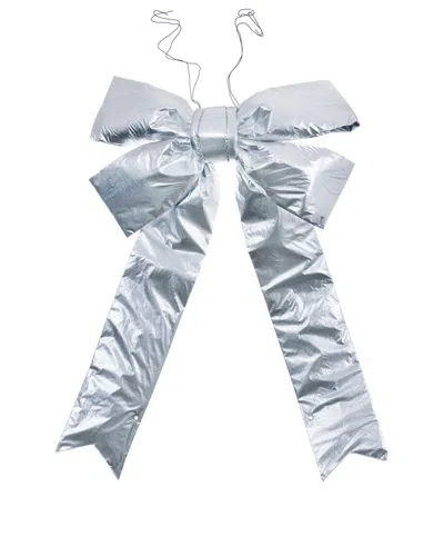 Vickerman 36in X 45in Silver Metallic Outdoor Christmas Bow With Uv Treated Material & Wire To Hang
