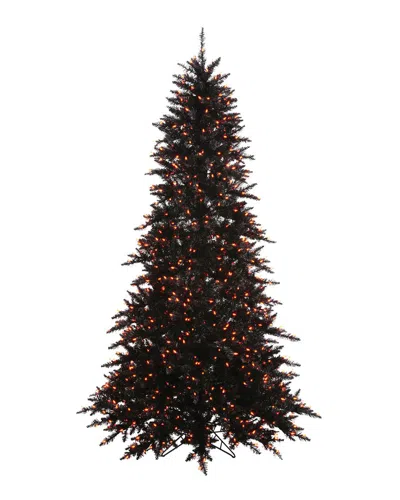 Vickerman 3ft Black Fir Artificial Christmas Tree, Orange Dura-lit Led Lights