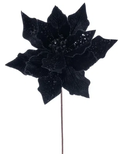 Vickerman 3pc Velvet Striped Poinsettia Stems In Blue