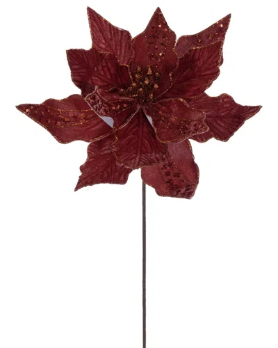 Vickerman 3pc Velvet Striped Poinsettia Stems In Orange
