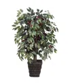 Vickerman 4' Artificial Capensia Bush, Square Willow Basket In No Color
