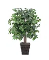 Vickerman 4' Artificial Ficus Bush, Square Willow Basket In No Color
