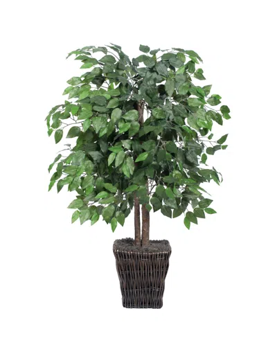 Vickerman 4' Artificial Ficus Bush, Square Willow Basket In No Color
