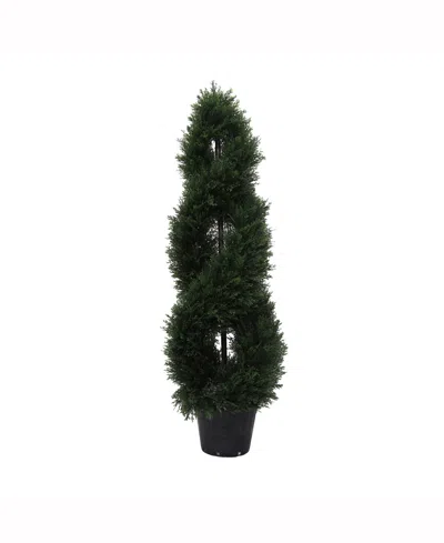 VICKERMAN 4' ARTIFICIAL GREEN CEDAR DOUBLE SPIRAL TOPIARY, UV RESISTANT