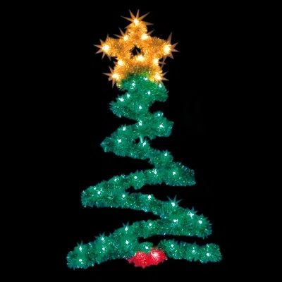Vickerman 4' Metallic Zig Zag Tree Commercial Pole Decoration With 50 Led Lights In Gold;green;red