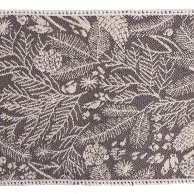 Vickerman 4" X 5 Yards Gray Jairo Jacquard Double Fused Lining Ribbon.