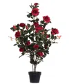 Vickerman 45" Artificial Red Rose Plant In Pot In Red