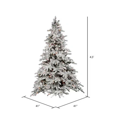 Vickerman 4.5' Flocked Utica Artificial Christmas Tree With Multi Lights In Gray