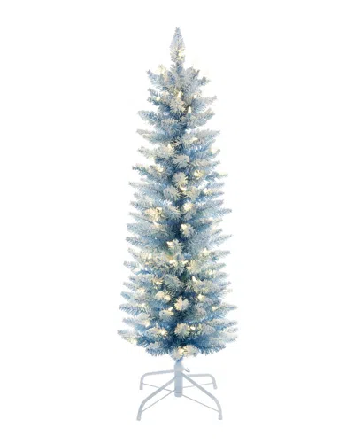 Vickerman 4.5ft Flocked Baby Blue Dura-lit Artificial Pre-lit Christmas Tree