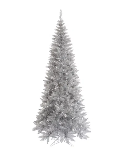 Vickerman 4.5ft Silver Tinsel Fir Slim Artificial Christmas Tree In Gray