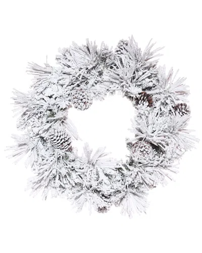 Vickerman 48in Flocked Atka Artificial Christmas Wreath In White