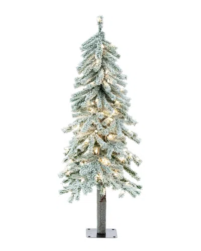 Vickerman 4ft Flocked Alpine Artificial Christmas Tree In Green