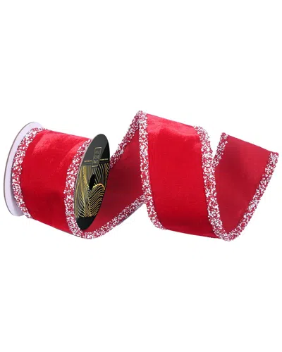 Vickerman 4in X 5-yard Red Velvet Wired Ribbon