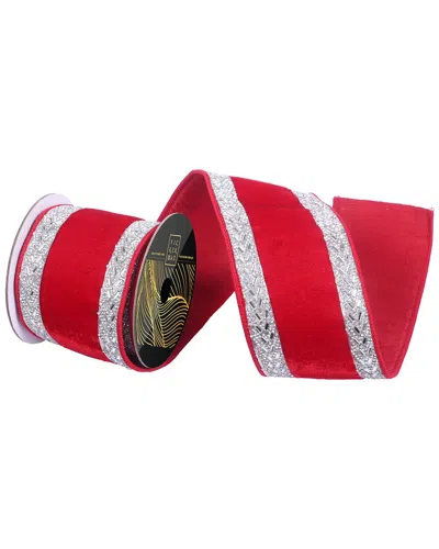 Vickerman 4in X 5-yard Red Velvet Wired Ribbon In Multi