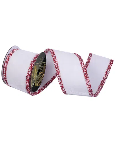 Vickerman 4in X 5-yard White Velvet Wired Ribbon
