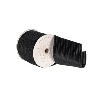 Vickerman 4"x10yd Black Velvet Lined Satin Back Ribbon.