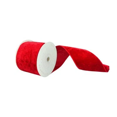 Vickerman 4"x10yd Velvet Christmas Ribbon In Plush Red