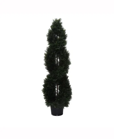 VICKERMAN 5' ARTIFICIAL GREEN CEDAR DOUBLE SPIRAL TOPIARY, UV RESISTANT