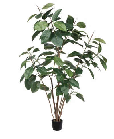 Vickerman 5' Potted Artificial Green Rubber Tree In No Color