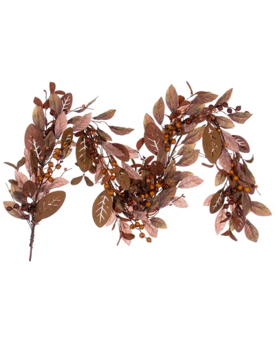 Vickerman 5ft Artificial Fall Berry & Wood Leaf Garland In Multi