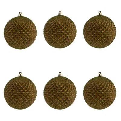 Vickerman 6" Olive Durian Glitter Ball Ornament, 4 Per Bag