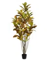 Vickerman 6' Potted Artificial Green And Orange Croton Tree In No Color