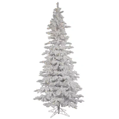 Vickerman 6.5' Prelit Flocked White Spruce Christmas Tree