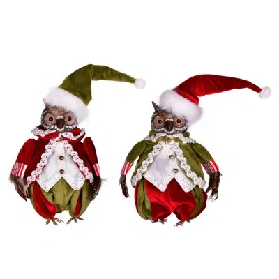 Vickerman 7.5" Candy Wonderland Collection Owl Crhistmas Ornament Assortment, Pack Of 2