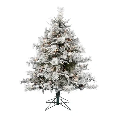 Vickerman 9'' X 74" Flocked Cheshire Instant Connect Artificial Christmas Tree, Clear Dura-lit Mini Lights
