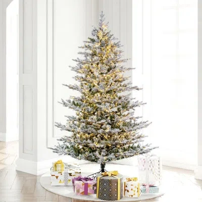 Vickerman 90'' H White/green Realistic Pine Flocked/frosted Christmas Tree With 1850 Led Color Changing/combin