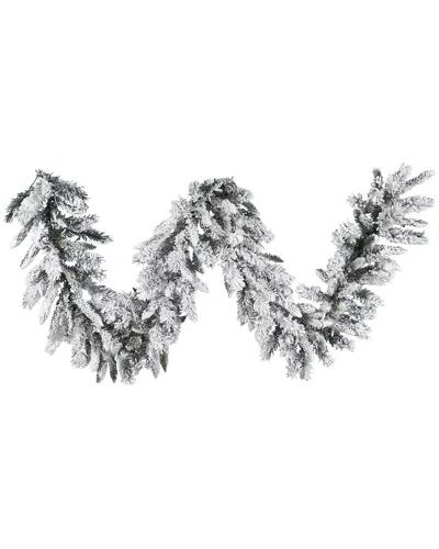 Vickerman 9ft Flocked Snow Ridge Artificial Christmas Garland In Green