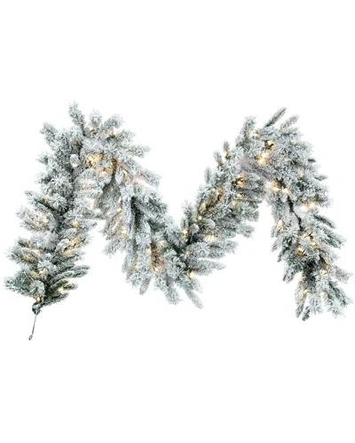 Vickerman 9ft Flocked Utica Fir Artificial Pre-lit Garland With 100 Warm White  Led Mini Lights In Green