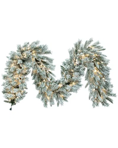 Vickerman 9ft Flocked Utica Fir Artificial Pre-lit Garland With 150 Warm White  Led Mini Lights In Green