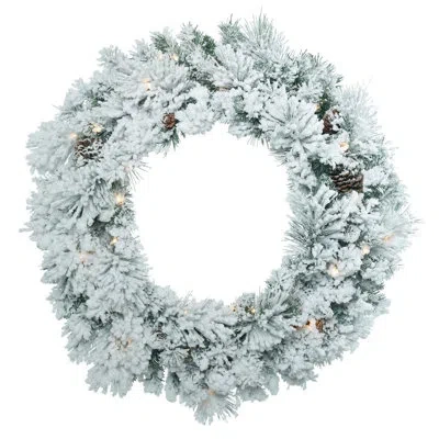 Vickerman Artificial Flocked Ashton Wreath In Green