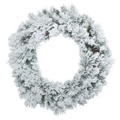 Vickerman Ashton Flocked 30" Pine Artificial Christmas Wreath In Green
