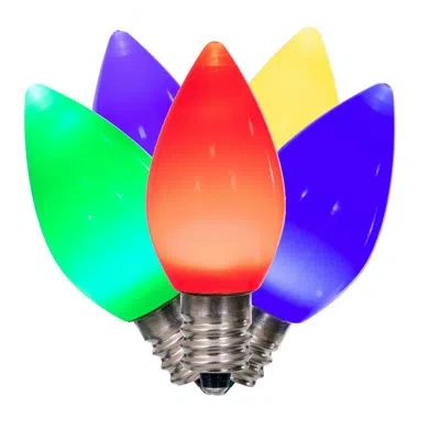 Vickerman C7 Ceramic Led Multi Bulb  Nickel Base,  130v .96 Watts , 3 Diodes, Blue, Red, Green, Purple, Yellow In Blue;green;purple;red;yellow