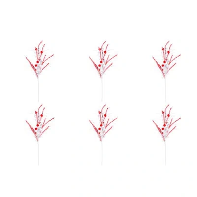 Vickerman Candy Cane Pom Pom Mixed Spray In Red