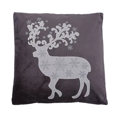 Vickerman Elegant Cotton Velvet Pillow Cover In Gray