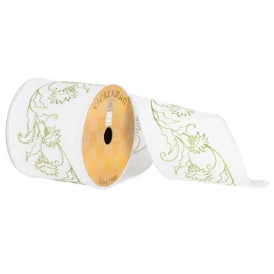 Vickerman Embroider Flower Ribbon In White