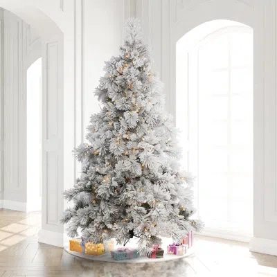 Vickerman Flocked Alberta Artificial Christmas Tree, Warm White Led Lights