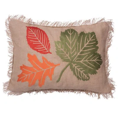 Vickerman Harvest Leaves Lumbar Pillow In Tan