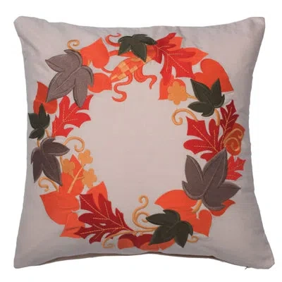 Vickerman Harvest Wreath Cotton Throw Pillow In Tan