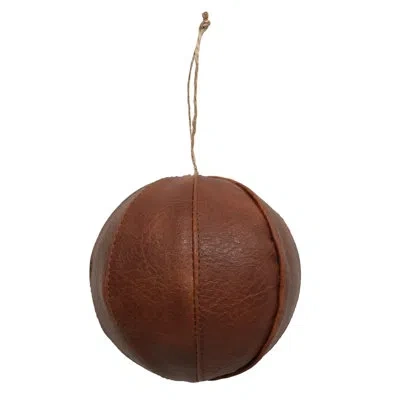 Vickerman Leather Ball Ornament In Brown