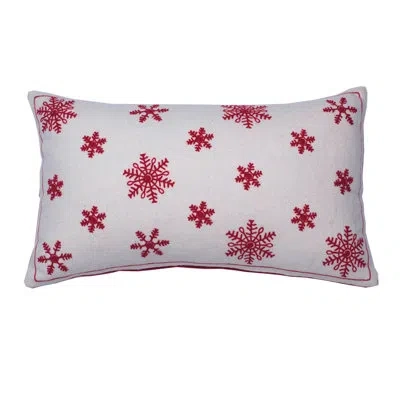 Vickerman Let It Snow Noel Wool Lumbar Pillow In White