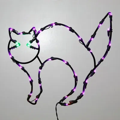 Vickerman Lighted Cat Halloween Window Silhouette Decoration In Black;pink