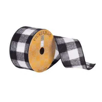Vickerman Plaid Ribbon In White