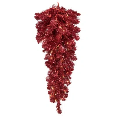 Vickerman Pre-lit Swag With 50 And Clear/white Lights In Red