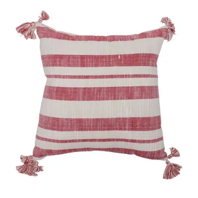 Vickerman Red Stripe Cotton Collection Striped Square Throw Cushion