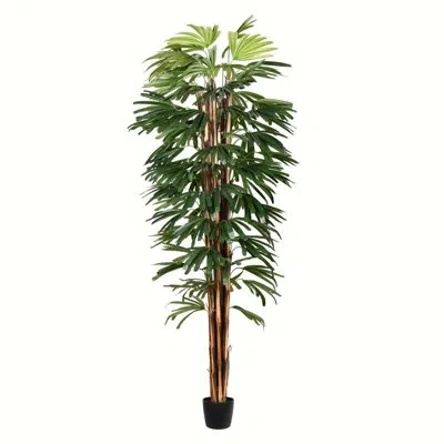 Vickerman Rhaphis Floral Arrangement In Planter In Green,brown